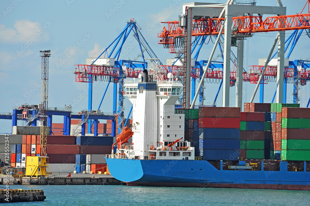 Fototapeta premium Cargo crane and ship