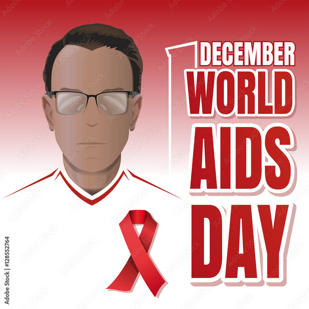 World AIDS Day poster design. Aids Awareness. Woman with a red ribbon on his chest. Vector illustration World AIDS Day poster design. Aids Awareness. Woman with a red ribbon on his chest. Vector illustration