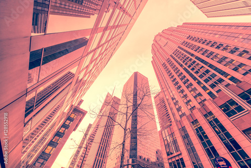 Photography New York skyscrapers vew from street level