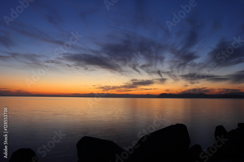 北海道噴火湾 日没後の風景