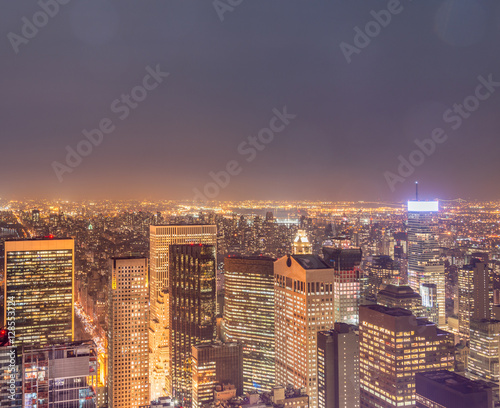 View of New York Manhattan during sunset hours