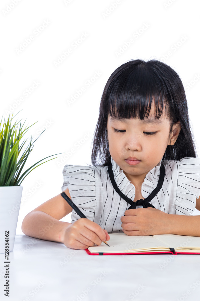 Asian Chinese little office lady writing book on the desk Asian Chinese little office lady writing book on the desk