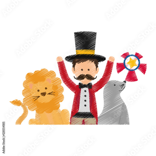 Tamer circus cartoon icon vector illustration graphic design