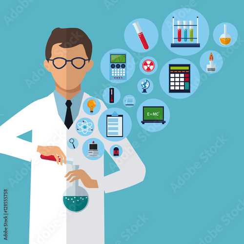 medical scientist experiment laboratory supplies vector illustration eps 10