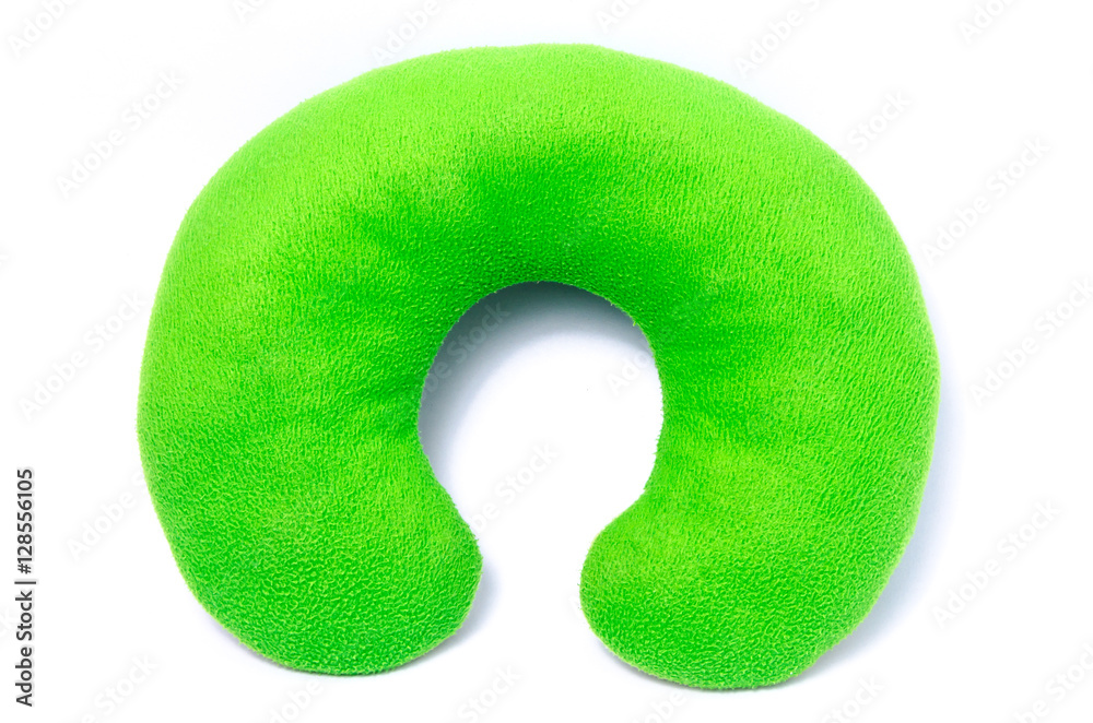 Green neck pillow isolated on white background Green neck pillow isolated on white background