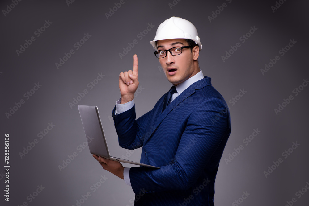 Young architect in industrial concept