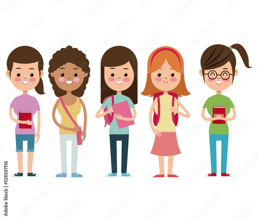 back to school girls companions students smiling vector illustration eps 10 back to school girls companions students smiling vector illustration eps 10