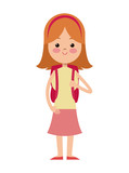 back to school cartoon girl blonde red diadem bag vector illustration eps 10