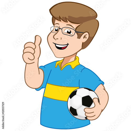 Illustration mascot person seller, with soccer ball. Ideal for institutional and educational materials