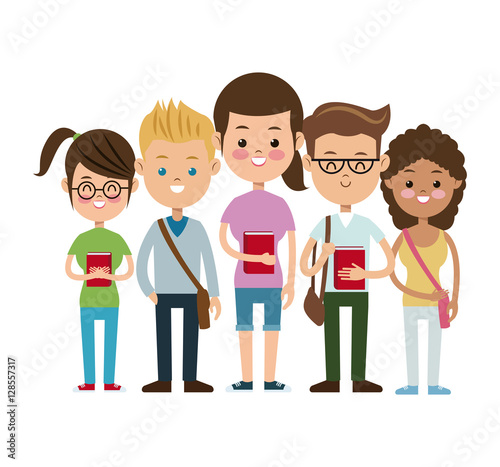 back to school study puplis team vector illustration eps 10