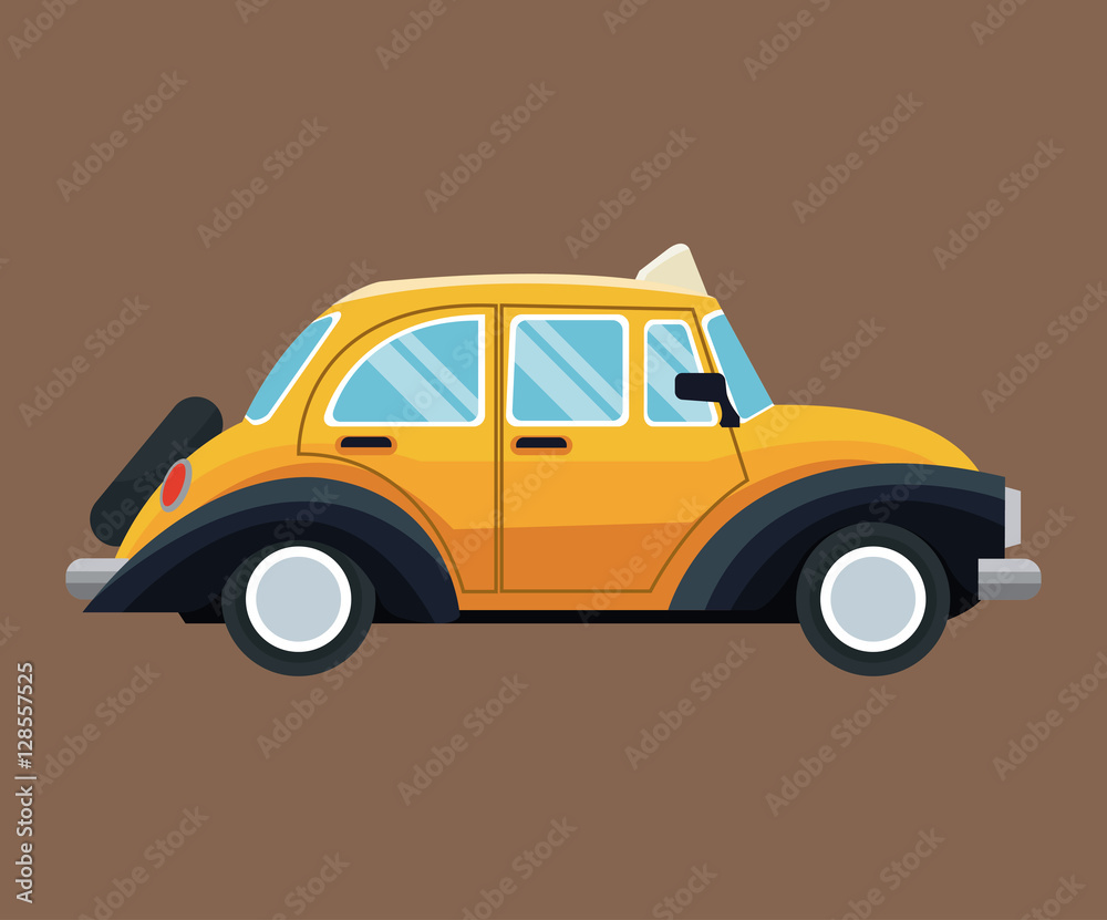 antique taxi car side view brown background vector illustration eps 10
