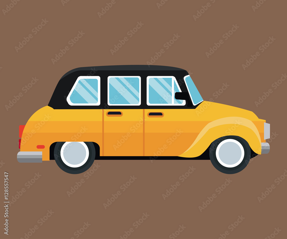 old taxi car side view brown background vector illustration eps 10