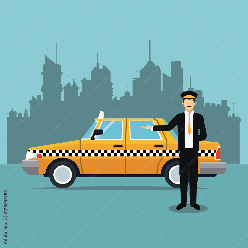 cab car driver uniform service public vector illustration eps 10