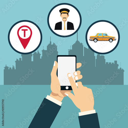 taxi service online app city background vector illustration eps 10