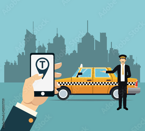 driver taxi service online app city background vector illustration eps 10