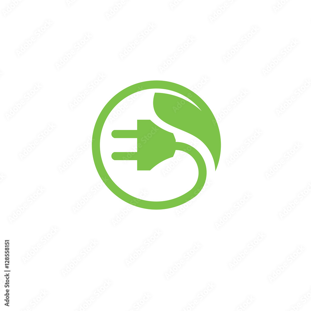 green energy Electrical plug. Eco Energy power Logo circle abstract design vector template green energy Electrical plug. Eco Energy power Logo circle abstract design vector template