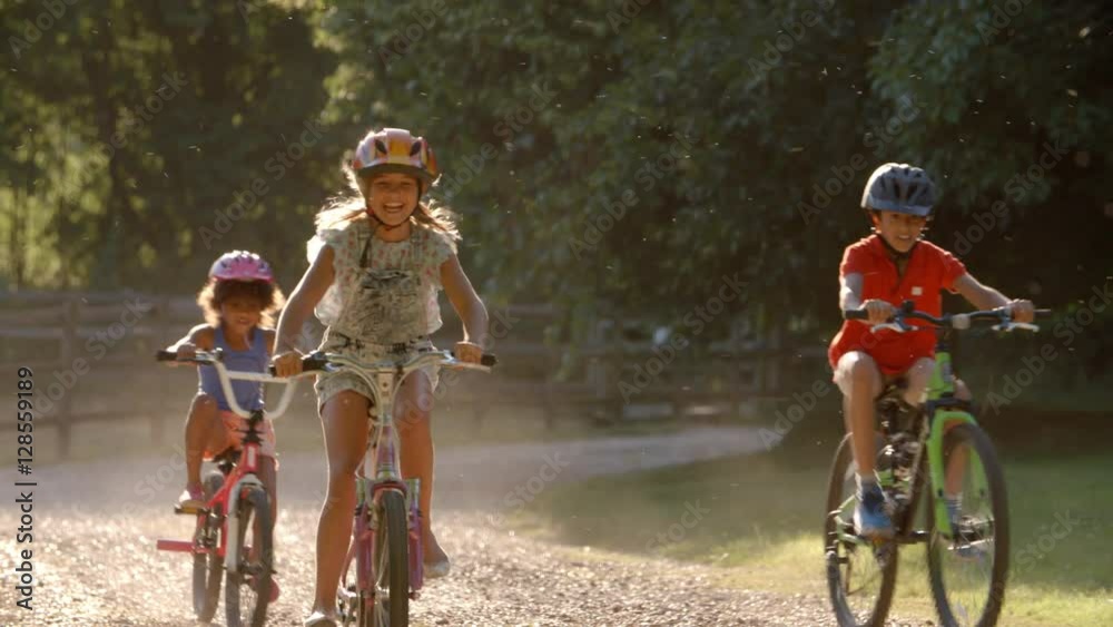 Group Of Children On Cycle Ride In Countryside Together