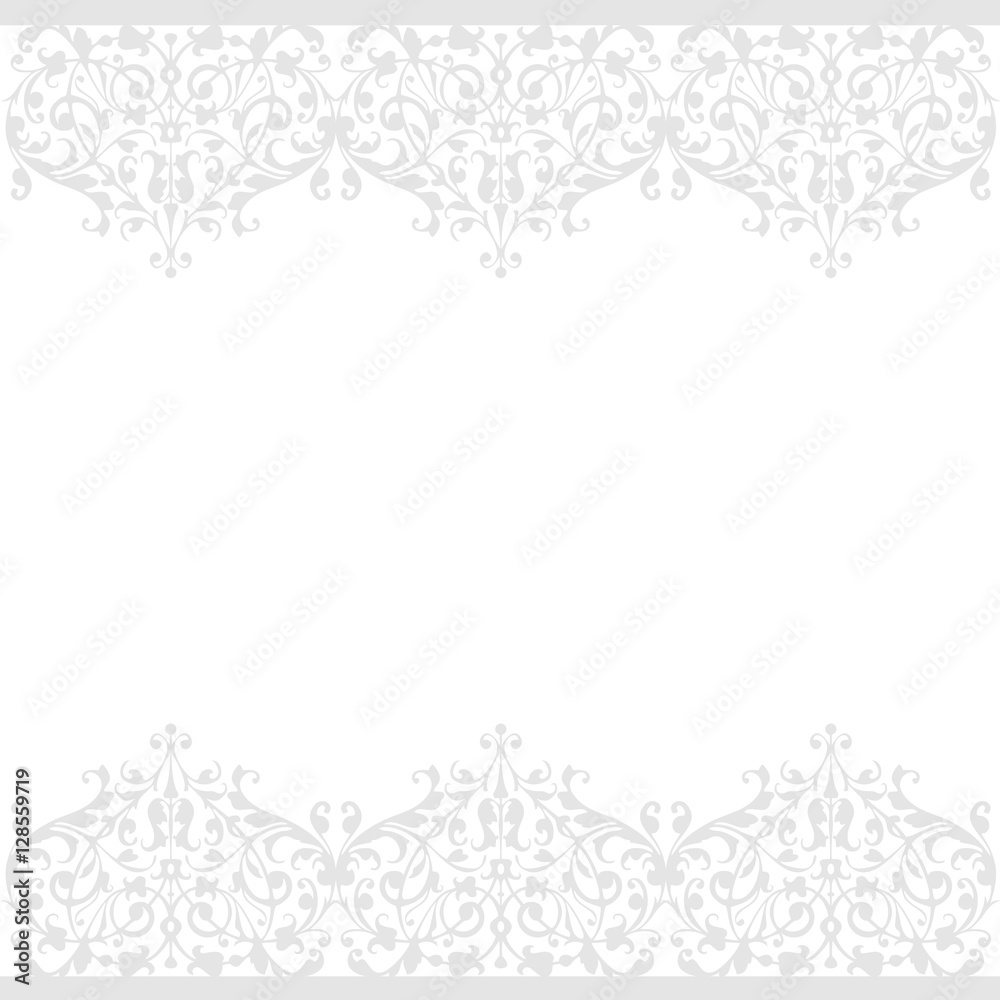 Vector white and gray vintage floral background. Light Seamless pattern