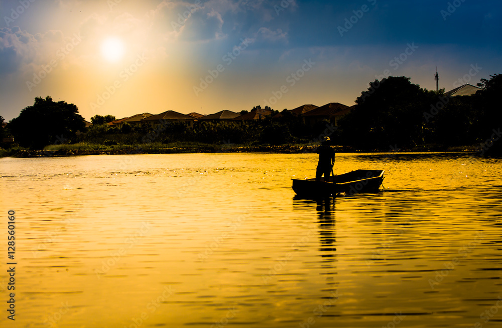 Paddal oar Beautiful sunset lifestyle summer travel background