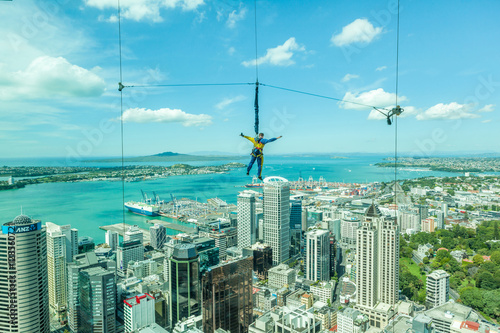 Bungee jumping man from Auckland sky tower.