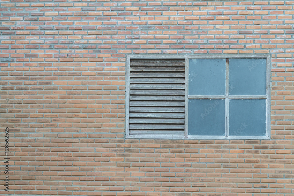 Old window home on brick wall with copy space. Old window home on brick wall with copy space.