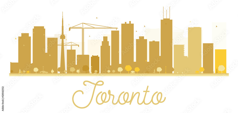 Toronto City skyline golden silhouette.