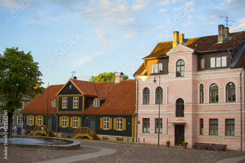 Square in old town of Kuldiga, Latvia