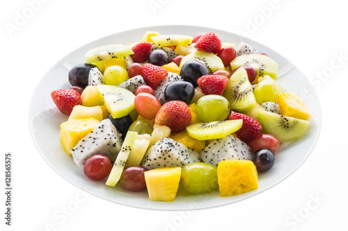 Mixed fruit in white plate