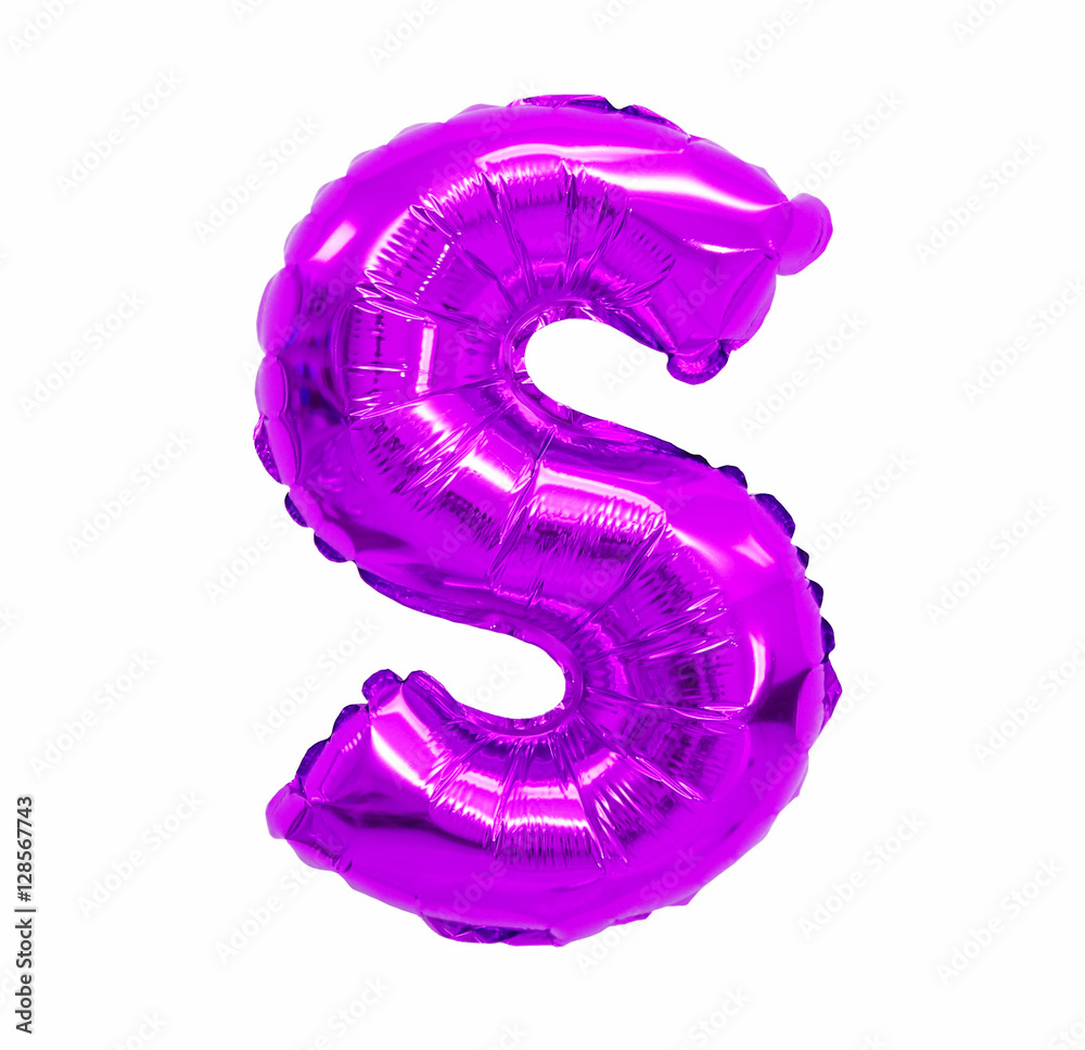 letter S from a balloon purple, violet letter S from a balloon purple, violet