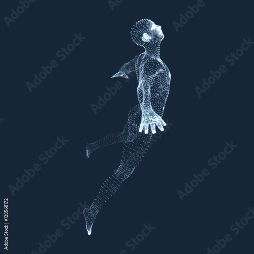 Jumping Man. Vector Graphics Composed of Particles.