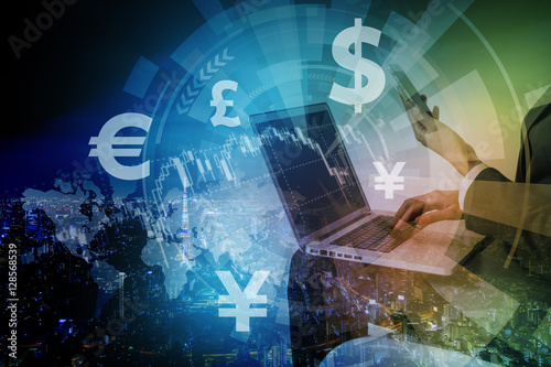 mobile devices and financial technology concept