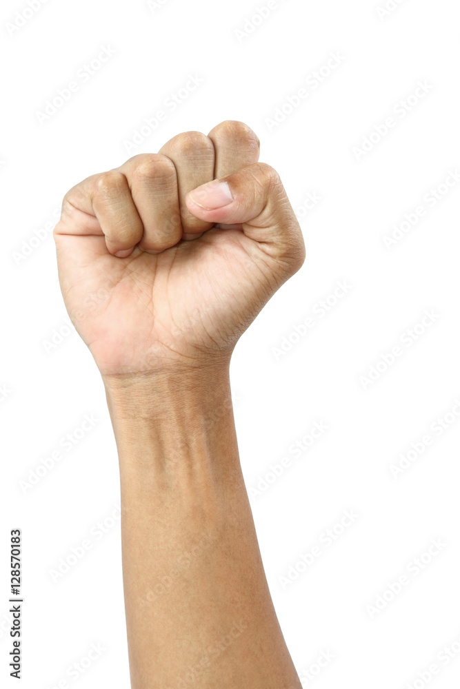 Man's fist isolated on white clipping path. Man's fist isolated on white clipping path.