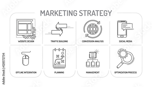 MARKETING STRATEGY - Line icons Concept