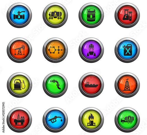 extraction of oil icon set