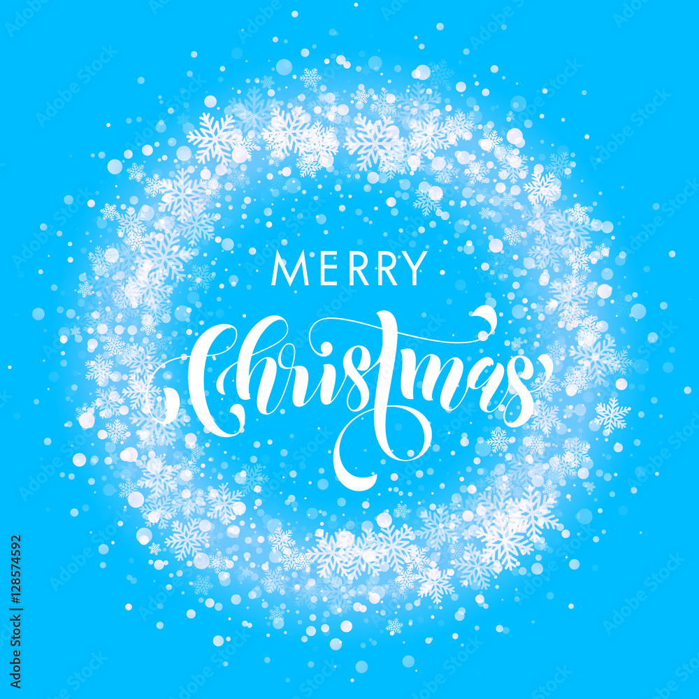 Decoration ornament snowflake wreath glitter glow Merry Christmas text