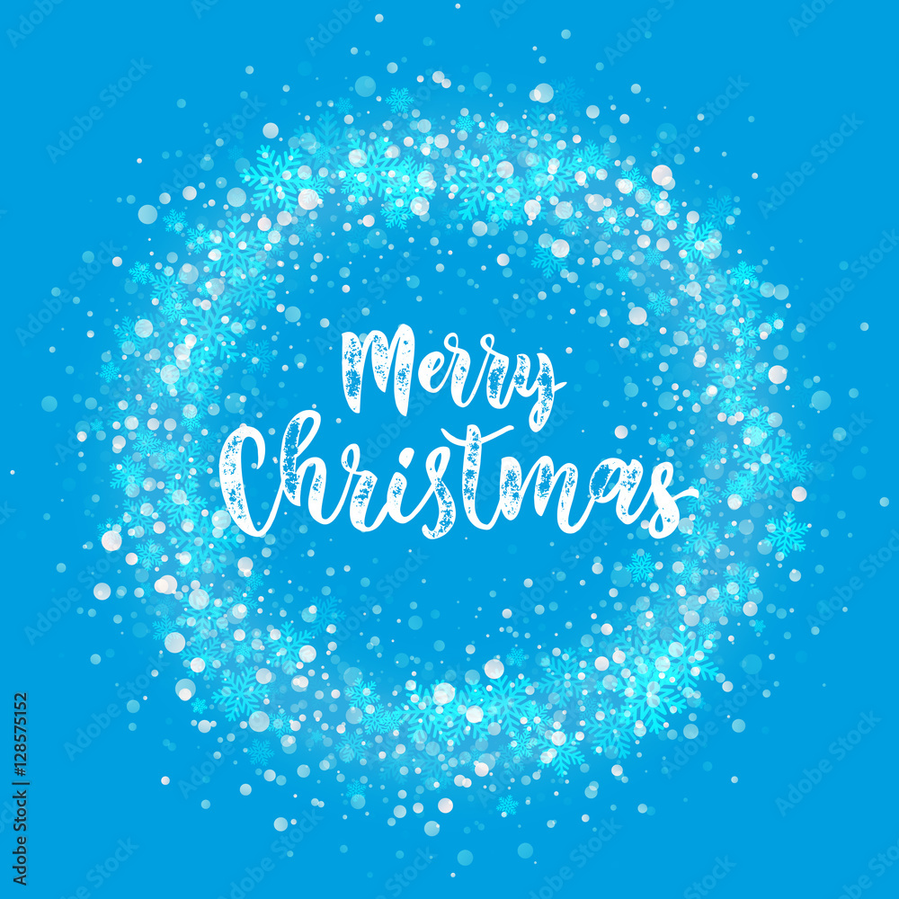 Decoration ornament snowflake wreath glitter glow Merry Christmas text