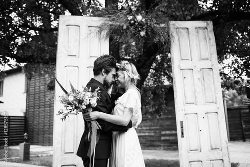 Couple in love and flowers