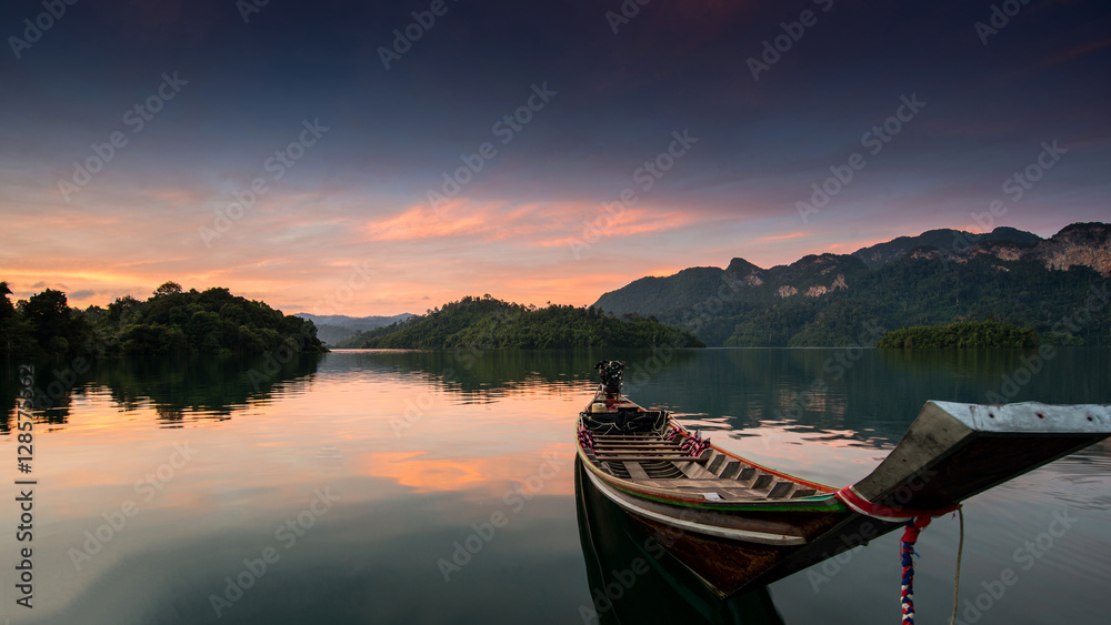 Khao sok National Park with Long tail boat, Suratthani Thailand