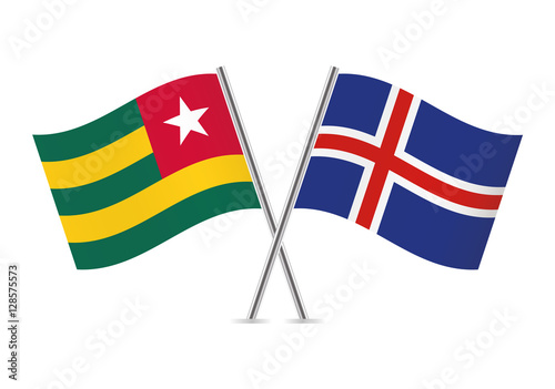 Togo and Iceland flags. Vector illustration.