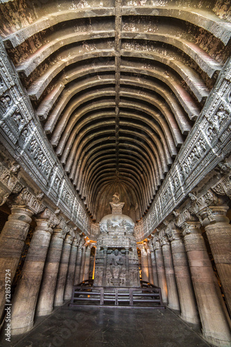 Statue of Buddha in Ajanta caves near Aurangabad, Maharashtra st