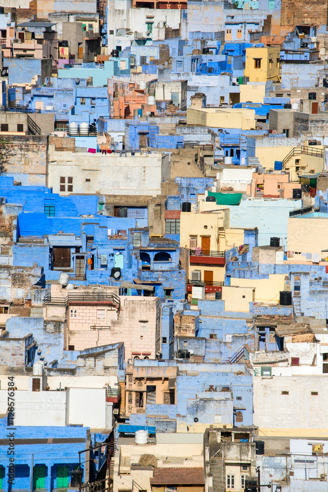 Jodhpur, the Blue City seen from Mehrangarh Fort, Rajasthan, India, Asia