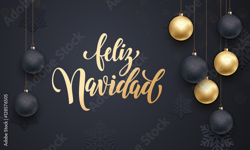 Spanish Merry Christmas Feliz Navidad golden decoration ball ornament greeting