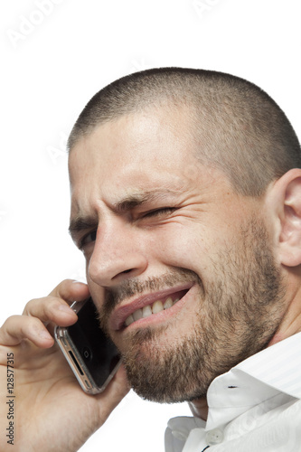 portrait of a man talking on the phone