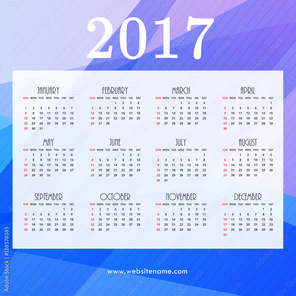 2017 calendar design with blue abstract shapes 2017 calendar design with blue abstract shapes