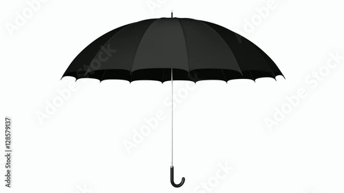 Classic black umbrella seamless looping 3D animation with alpha matte
