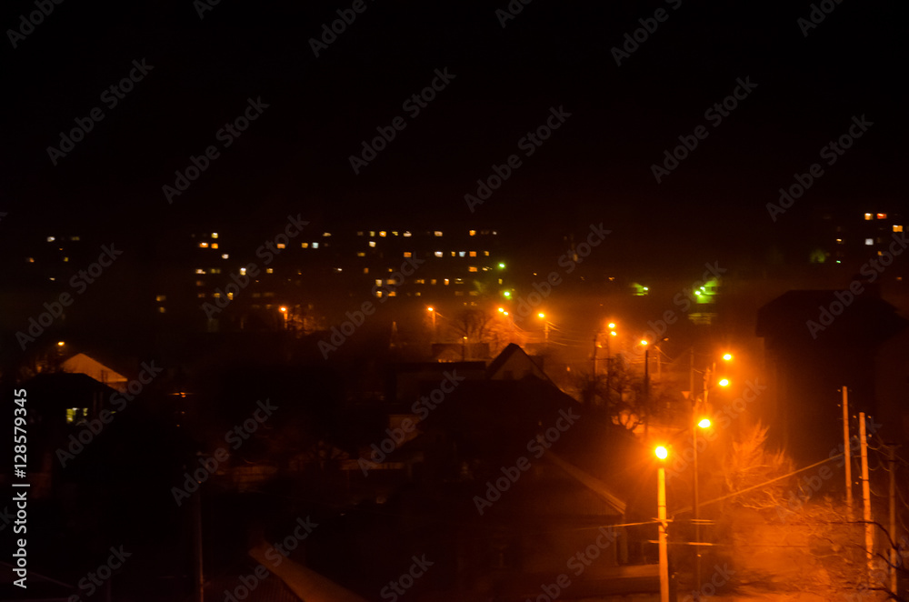 Night view on city Kremenchug, Ukraine