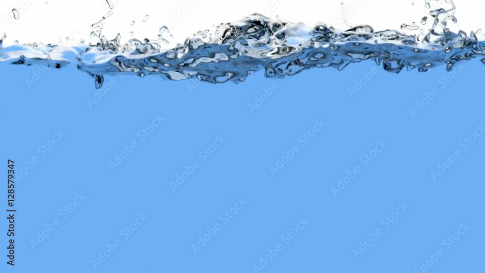 Screen fills with the water or some blue liquid 3D 60 fps animation with alpha matte