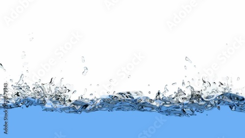 Screen fills with the water or some blue liquid 3D slow motion animation with alpha matte