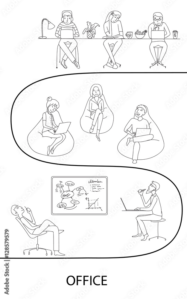 Office interior, workplace vector concept Office interior, workplace vector concept