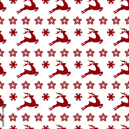 Ethnic nordic christmas seamless pattern background with deer
